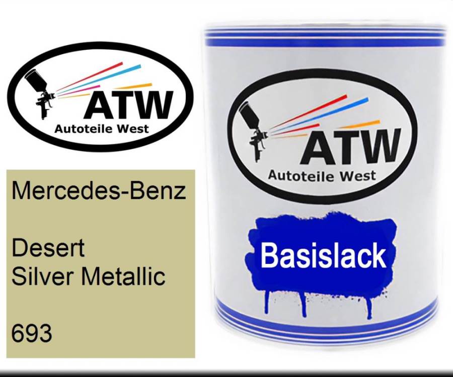 Mercedes-Benz, Desert Silver Metallic, 693: 1L Lackdose, von ATW Autoteile West.